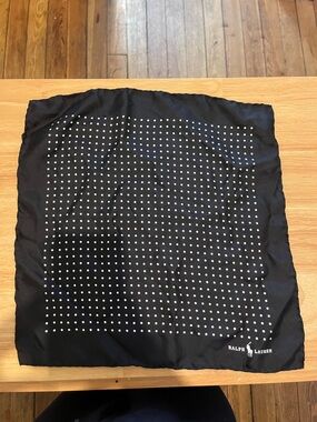 Ralph Lauren Black Silk Polka Dot Pocket Square